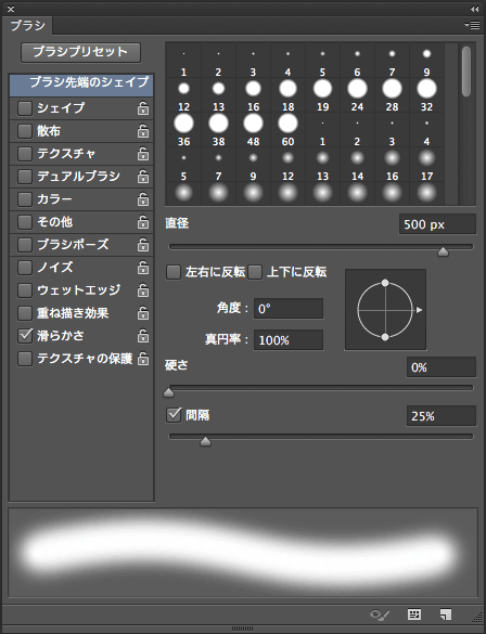 Photoshop ブラシパネル