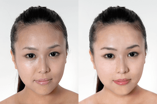 フォトショップ レタッチ 例 人物の肌レタッチ 女性の肌をきれいにする作例