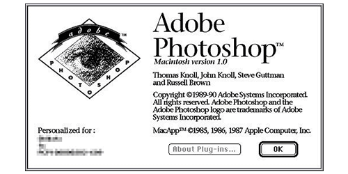 Photoshop1.0の起動画面