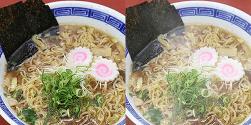 フォトショップでラーメンから湯気を出す作例 食べ物の器から湯気を出す加工