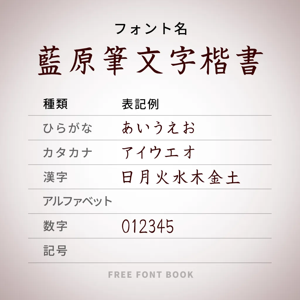藍原筆文字楷書