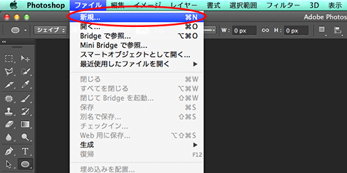 ファイル>新規作成をクリック