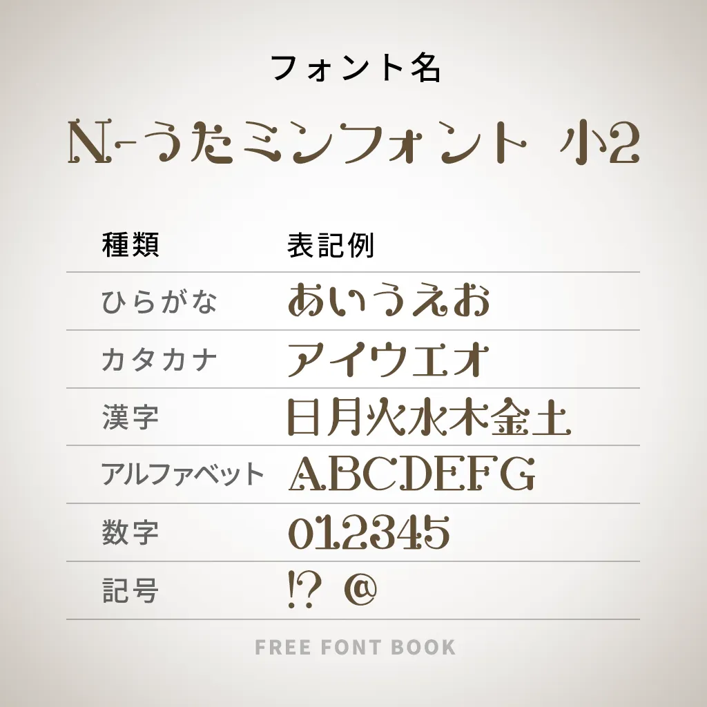 N-うたミンフォント 小2